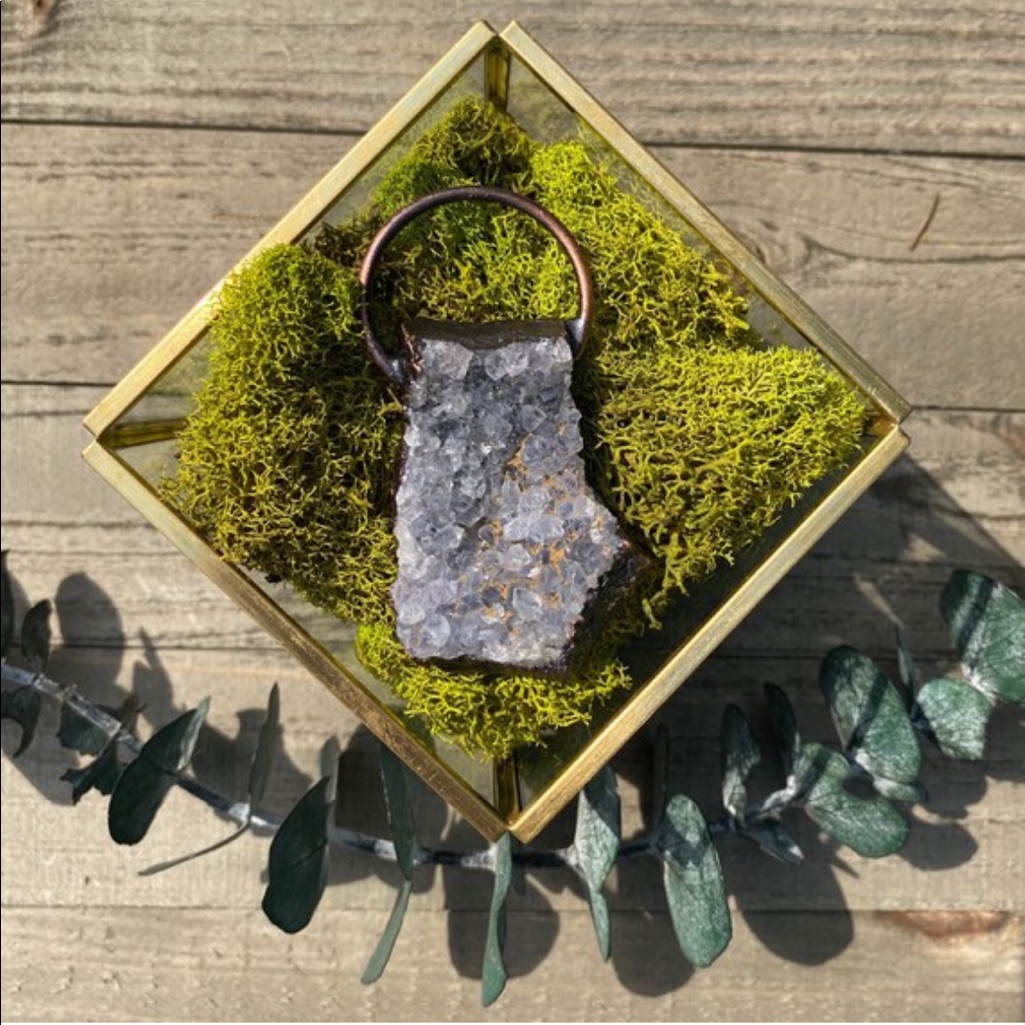 Raw Amethyst Druzy Crystal Pendant Ooak Stone Cluster Specimen